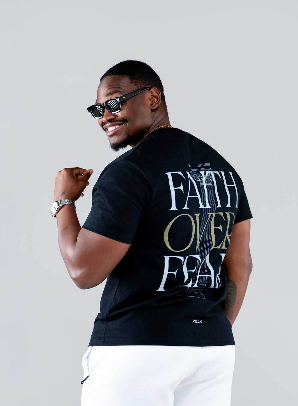 PILLR Faith Over Fear Tee - Black