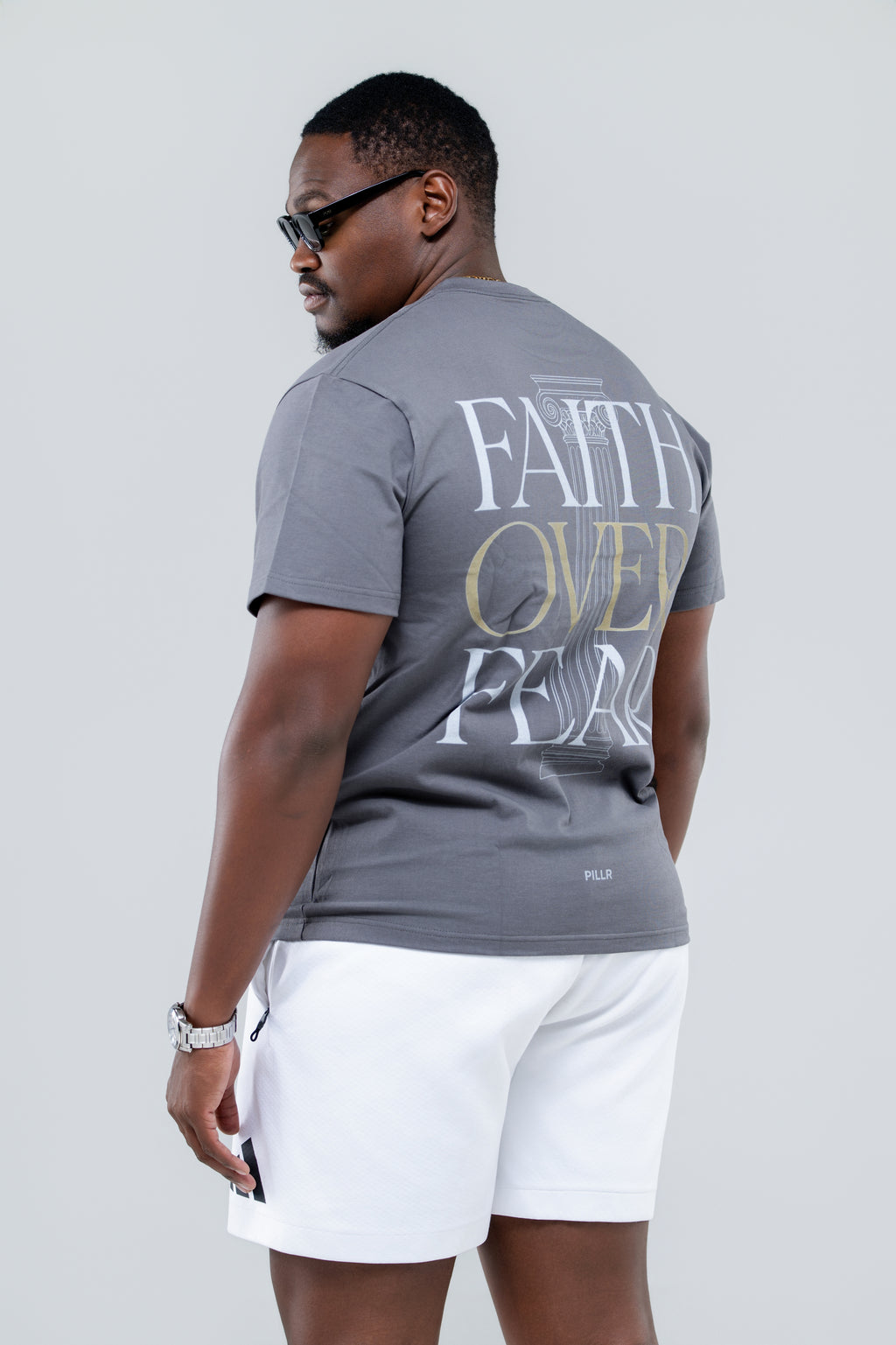 PILLR Faith Over Fear Tee - Charcoal