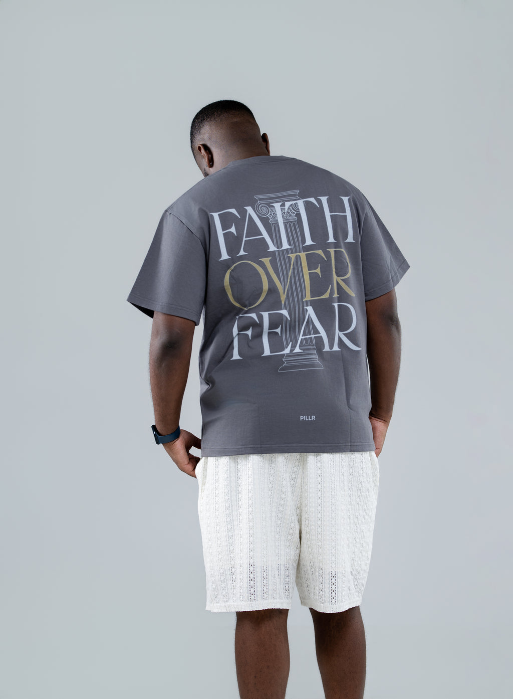 PILLR Faith Over Fear Tee - Charcoal